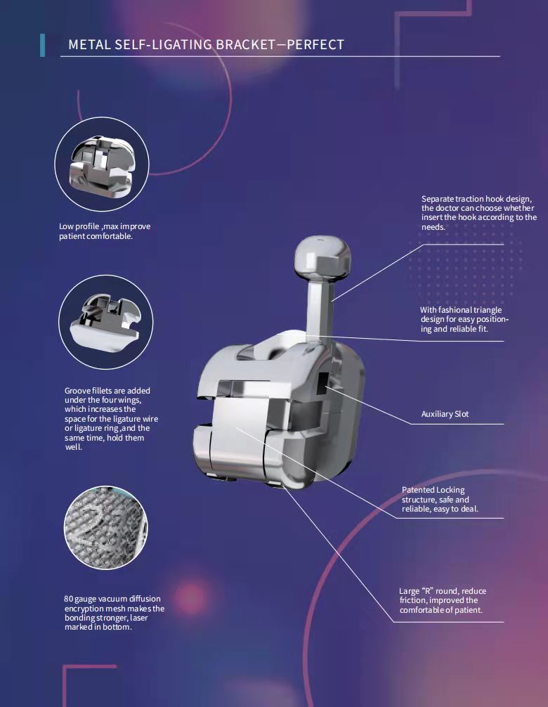 nice medical perfect metal self-ligating brackets Auxiliary slot Damon Q system MBT 0